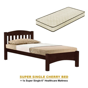 Zelan Pull-Out Bed Single, Super Single Solid Rubberwood Bed Frame w/ Mattress Option