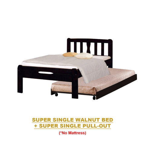 Image of Potty Pull-Out Bed Single/Super Single Solid Rubberwood BedFrame w/ Mattress Option