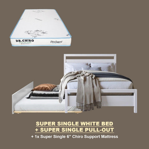 Image of Vinna Pull-Out Bed Single/Super Single Solid Rubberwood Bed Frame w/ Mattress Option