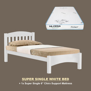 Zelan Pull-Out Bed Single, Super Single Solid Rubberwood Bed Frame w/ Mattress Option