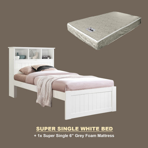 Image of Maria Pull-Out Bed Single, Super Single Solid Rubberwood Bed Frame w/ Mattress Option