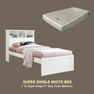 Maria Pull-Out Bed Single, Super Single Solid Rubberwood Bed Frame w/ Mattress Option