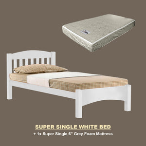 Zelan Pull-Out Bed Single, Super Single Solid Rubberwood Bed Frame w/ Mattress Option