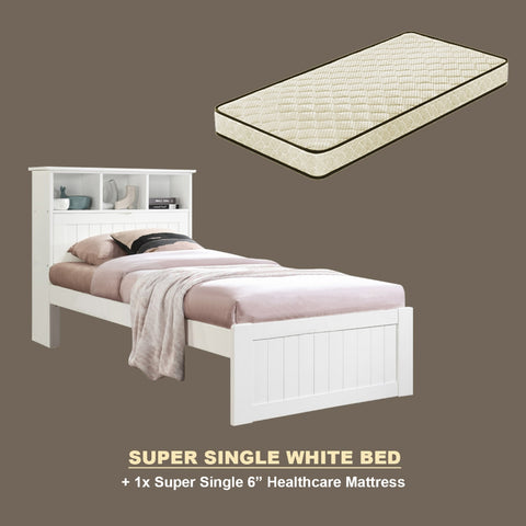 Image of Maria Pull-Out Bed Single, Super Single Solid Rubberwood Bed Frame w/ Mattress Option