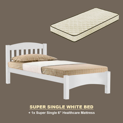 Image of Zelan Pull-Out Bed Single, Super Single Solid Rubberwood Bed Frame w/ Mattress Option