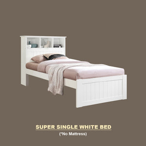 Maria Pull-Out Bed Single, Super Single Solid Rubberwood Bed Frame w/ Mattress Option