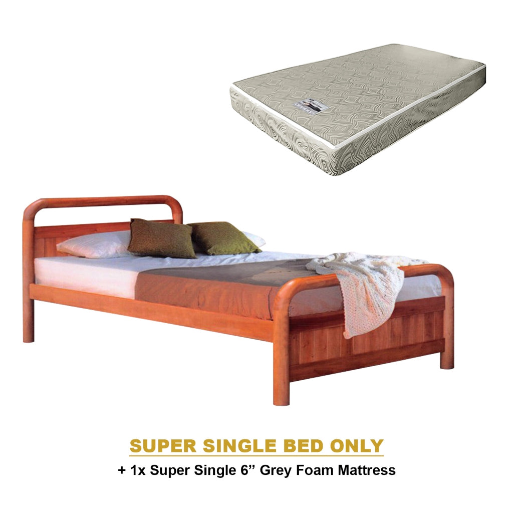 Nimfa Pull-Out Bed Single/Super Single Solid Rubberwood BedFrame w/ Mattress Option