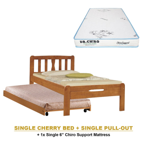 Image of Potty Pull-Out Bed Single/Super Single Solid Rubberwood BedFrame w/ Mattress Option