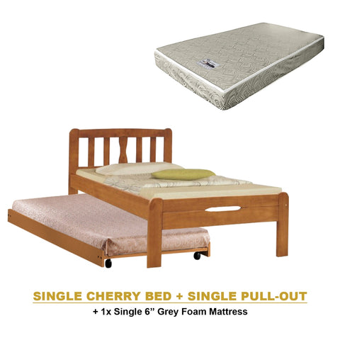 Image of Potty Pull-Out Bed Single/Super Single Solid Rubberwood BedFrame w/ Mattress Option