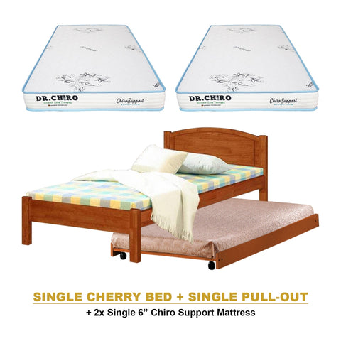 Image of Yanny Pull-Out Bed Single, Super Single Solid Rubberwood Bed Frame w/ Mattress Option