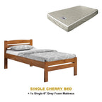 Margy Single Size Solid Rubberwood Bed Frame Flat Plywood Base with Pull-out Bed w/ Mattress Option