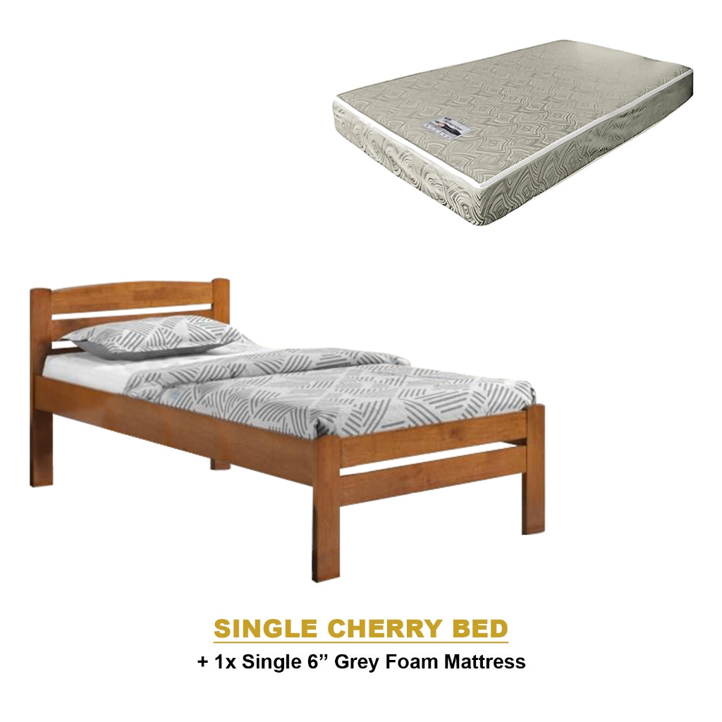 Margy Single Size Solid Rubberwood Bed Frame Flat Plywood Base with Pull-out Bed w/ Mattress Option