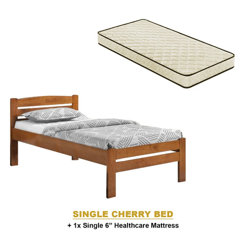 Image of Margy Single Size Solid Rubberwood Bed Frame Flat Plywood Base with Pull-out Bed w/ Mattress Option