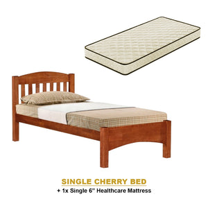 Zelan Pull-Out Bed Single, Super Single Solid Rubberwood Bed Frame w/ Mattress Option