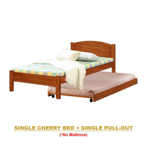 Image of Yanny Pull-Out Bed Single, Super Single Solid Rubberwood Bed Frame w/ Mattress Option