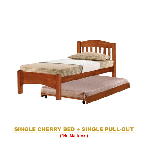 Image of Zelan Pull-Out Bed Single, Super Single Solid Rubberwood Bed Frame w/ Mattress Option