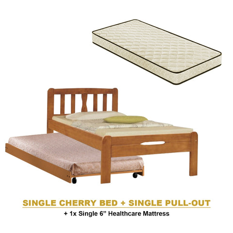 Image of Potty Pull-Out Bed Single/Super Single Solid Rubberwood BedFrame w/ Mattress Option