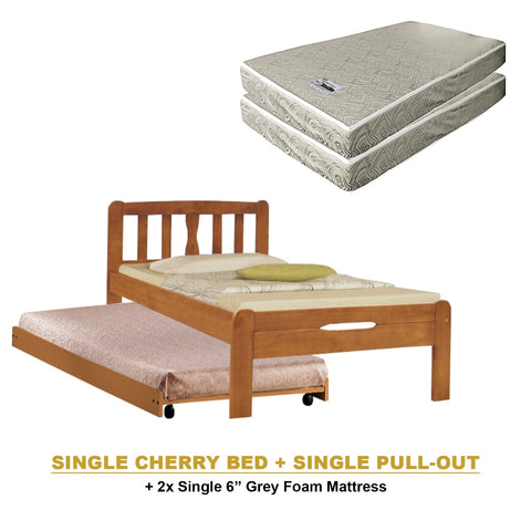 Image of Potty Pull-Out Bed Single/Super Single Solid Rubberwood BedFrame w/ Mattress Option