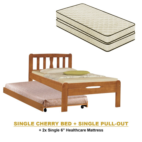 Image of Potty Pull-Out Bed Single/Super Single Solid Rubberwood BedFrame w/ Mattress Option