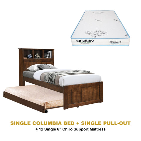 Image of Maria Pull-Out Bed Single, Super Single Solid Rubberwood Bed Frame w/ Mattress Option