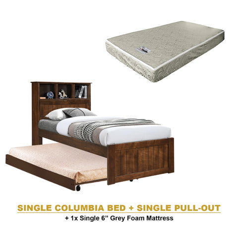 Image of Maria Pull-Out Bed Single, Super Single Solid Rubberwood Bed Frame w/ Mattress Option