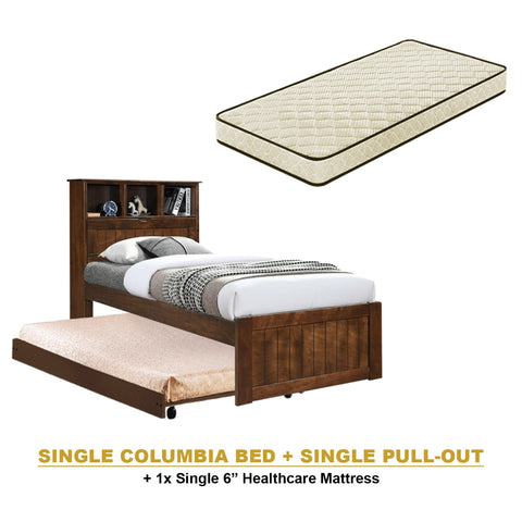 Image of Maria Pull-Out Bed Single, Super Single Solid Rubberwood Bed Frame w/ Mattress Option