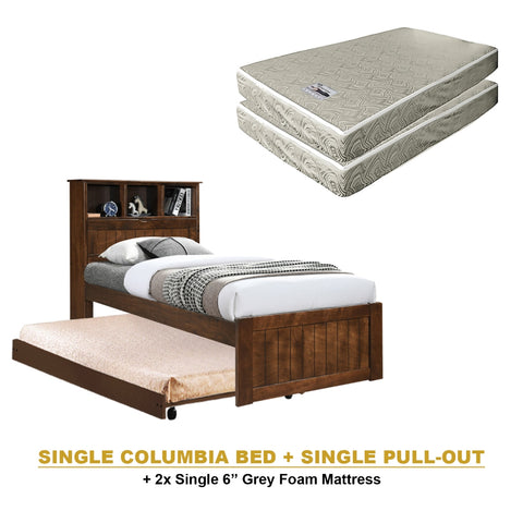 Image of Maria Pull-Out Bed Single, Super Single Solid Rubberwood Bed Frame w/ Mattress Option