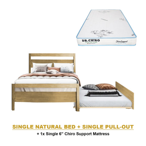 Image of Vinna Pull-Out Bed Single/Super Single Solid Rubberwood Bed Frame w/ Mattress Option