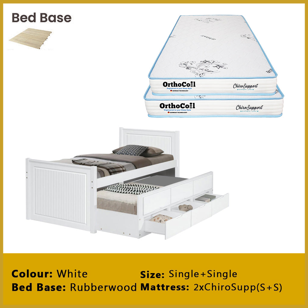 Nommi Single / Super Single Pull-Out Bed Frame with Drawers