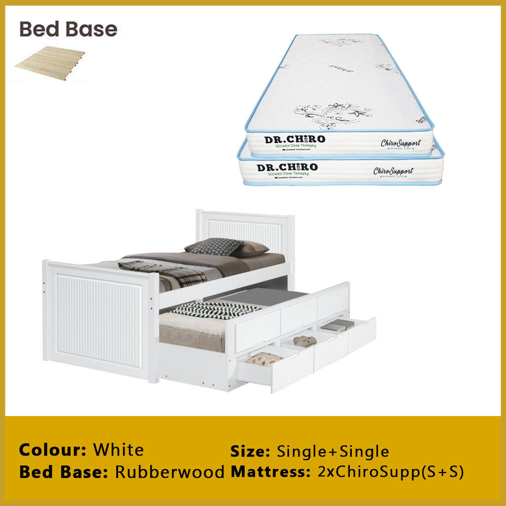 Nommi Single / Super Single Pull-Out Bed Frame with Drawers