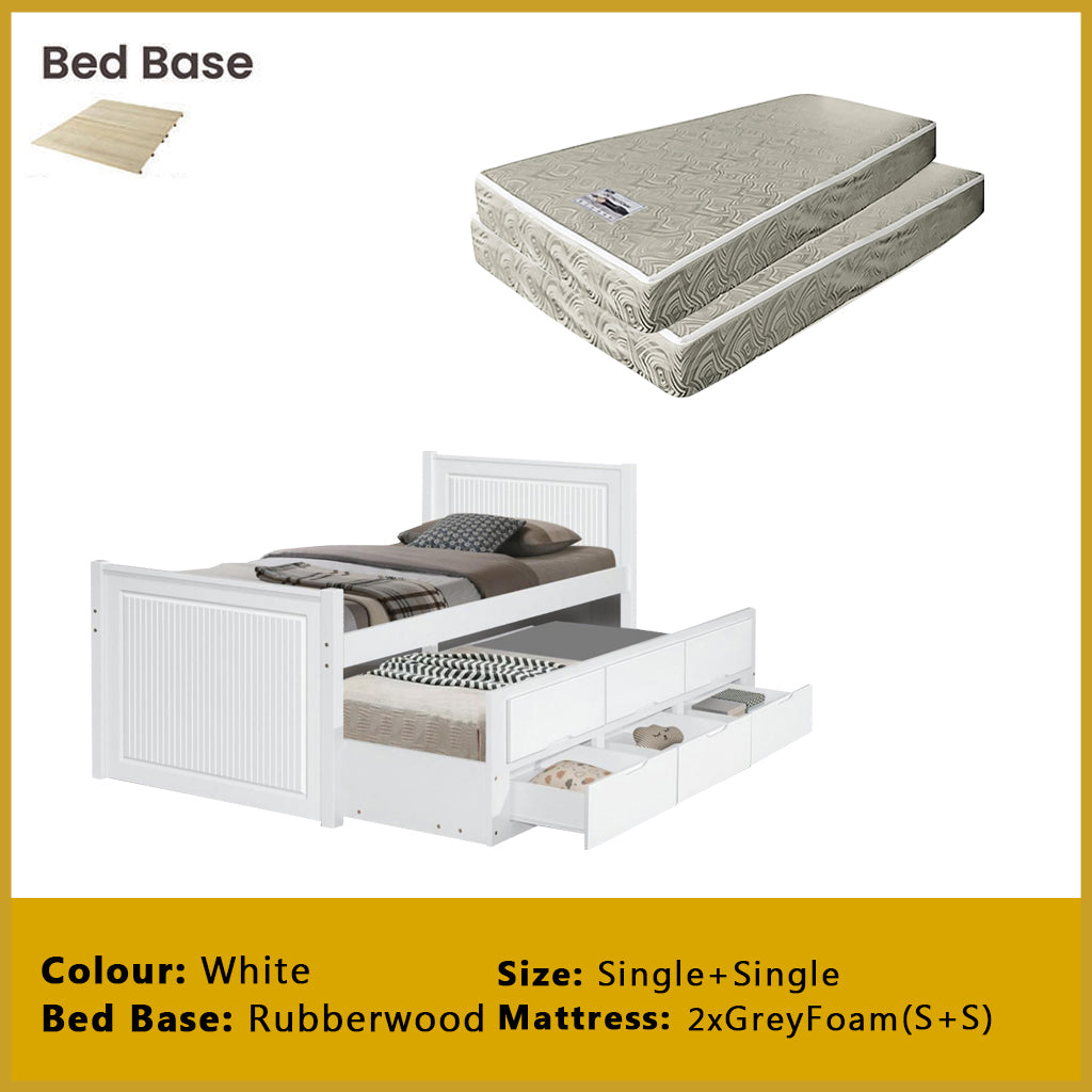 Nommi Single / Super Single Pull-Out Bed Frame with Drawers