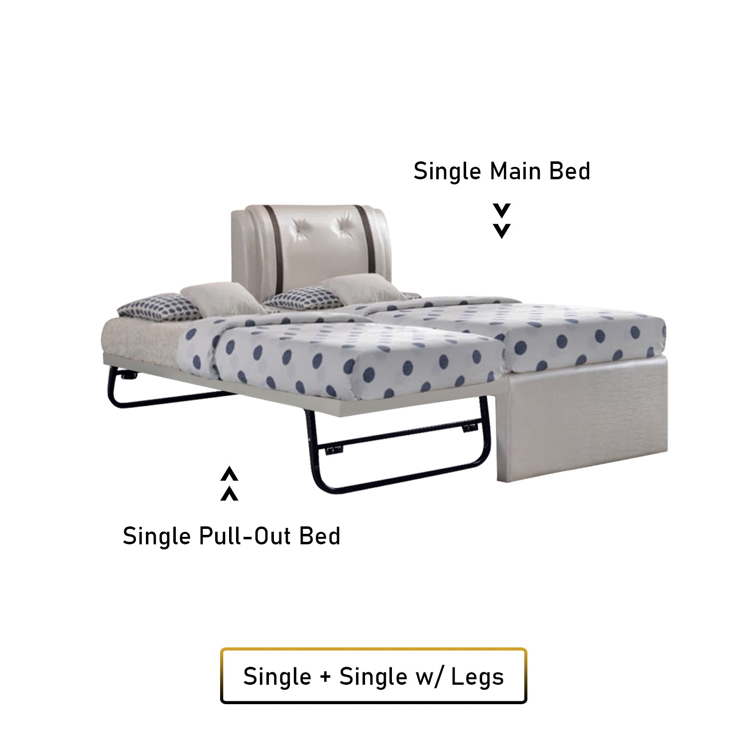 Amora Single and Super Single Pull Out Bed Frame with Mattress Bundle in 6 Colours