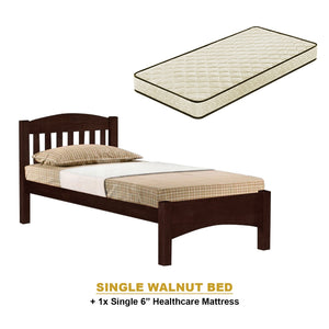 Zelan Pull-Out Bed Single, Super Single Solid Rubberwood Bed Frame w/ Mattress Option