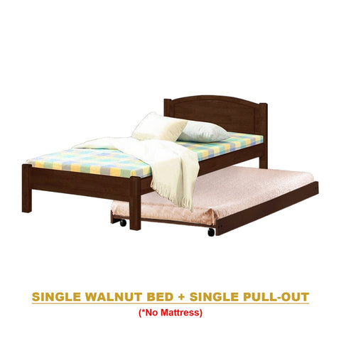 Image of Yanny Pull-Out Bed Single, Super Single Solid Rubberwood Bed Frame w/ Mattress Option