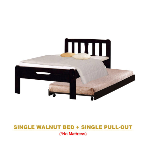 Image of Potty Pull-Out Bed Single/Super Single Solid Rubberwood BedFrame w/ Mattress Option