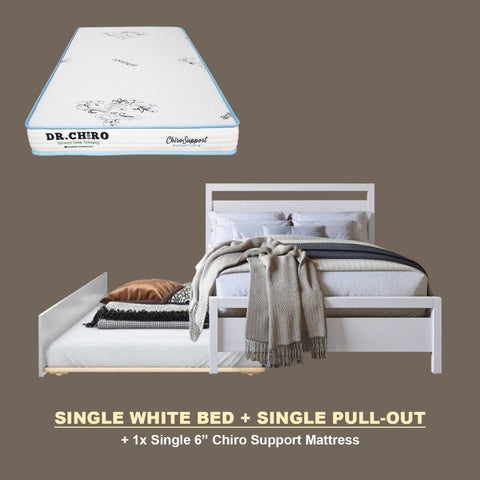 Image of Vinna Pull-Out Bed Single/Super Single Solid Rubberwood Bed Frame w/ Mattress Option