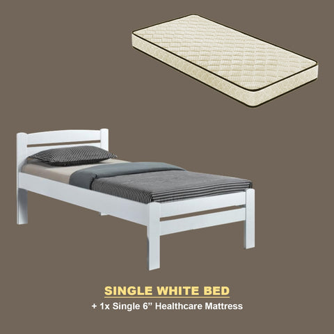 Image of Margy Single Size Solid Rubberwood Bed Frame Flat Plywood Base with Pull-out Bed w/ Mattress Option