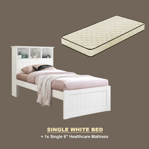 Image of Maria Pull-Out Bed Single, Super Single Solid Rubberwood Bed Frame w/ Mattress Option