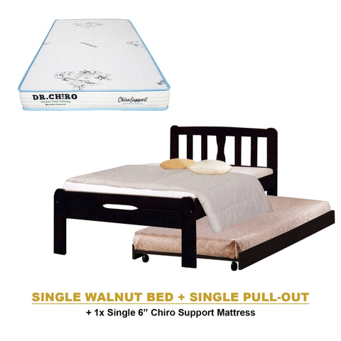 Image of Potty Pull-Out Bed Single/Super Single Solid Rubberwood BedFrame w/ Mattress Option