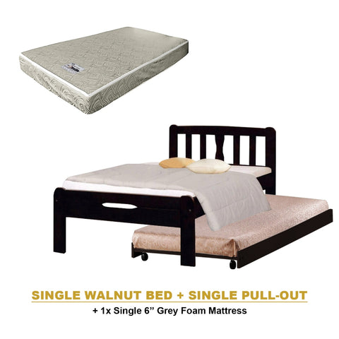 Image of Potty Pull-Out Bed Single/Super Single Solid Rubberwood BedFrame w/ Mattress Option