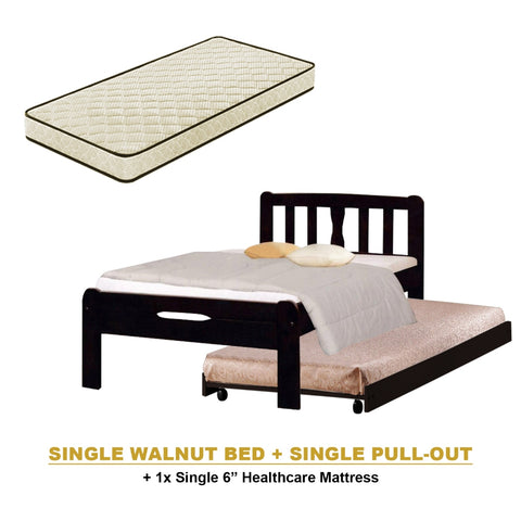 Image of Potty Pull-Out Bed Single/Super Single Solid Rubberwood BedFrame w/ Mattress Option