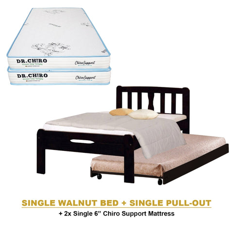 Image of Potty Pull-Out Bed Single/Super Single Solid Rubberwood BedFrame w/ Mattress Option