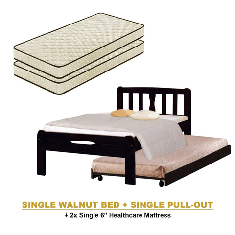 Image of Potty Pull-Out Bed Single/Super Single Solid Rubberwood BedFrame w/ Mattress Option