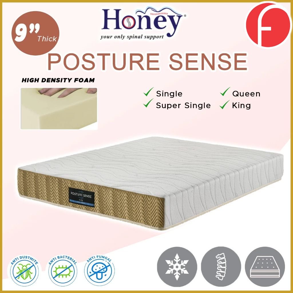 Honey Posture Sense 9" iCOOL Technology/High Density Foam Mattress - All Sizes Available