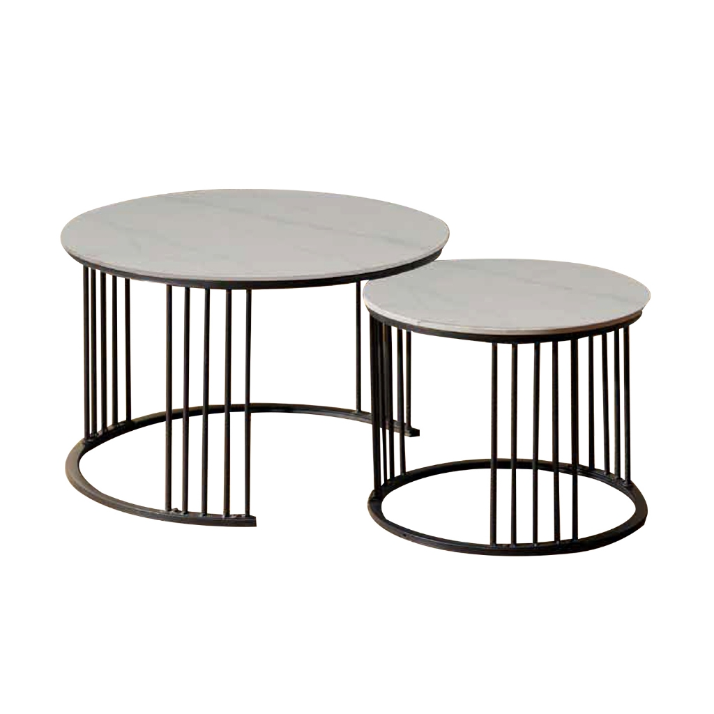Shane Premium Coffee Center Table Steel Metal Leg + Marble Ceramic Top - 2 Colors