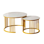 Shane Premium Coffee Center Table Steel Metal Leg + Marble Ceramic Top - 2 Colors