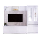 Shea TV Console Table Cabinet with Drawers In White