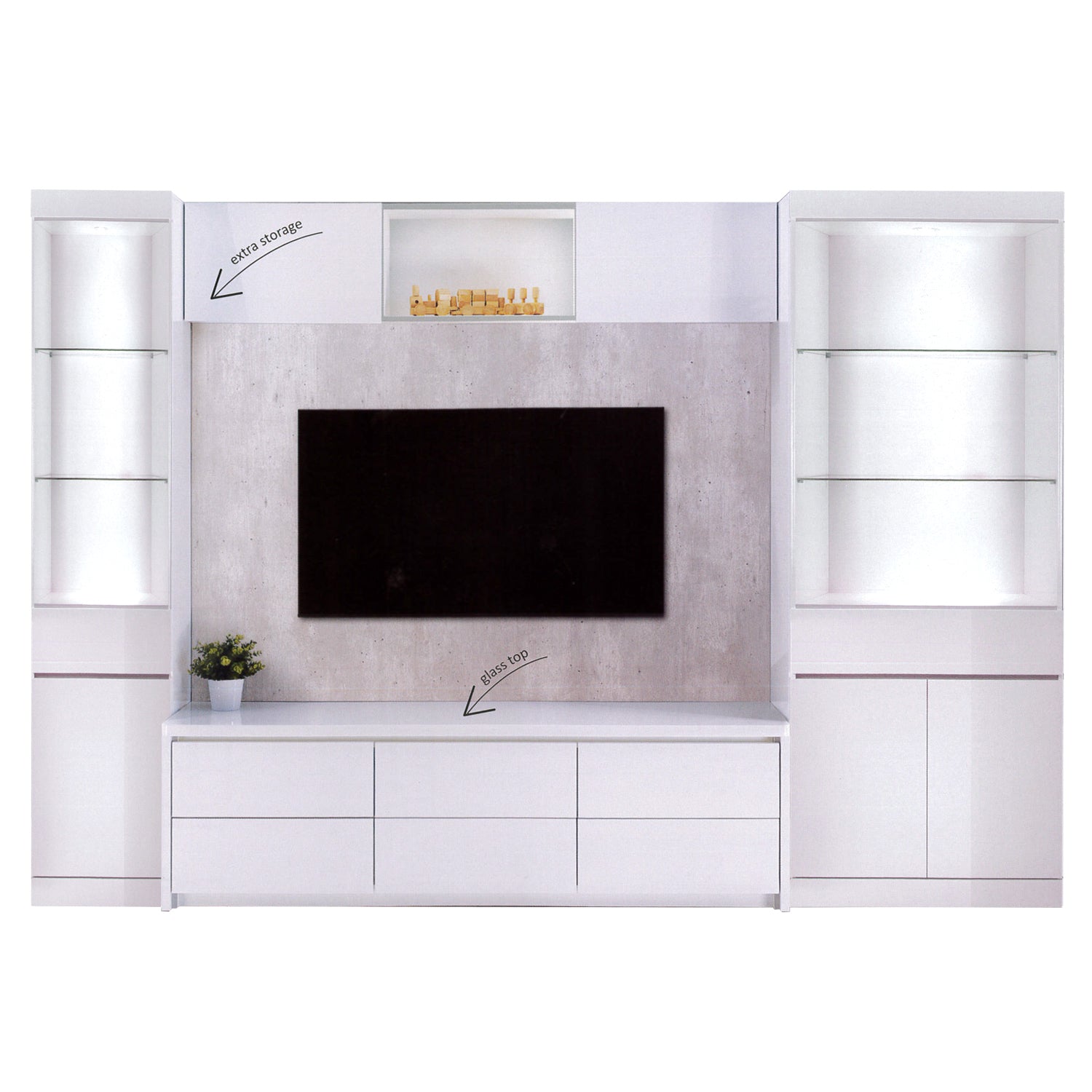 Shelby TV Console Table Cabinet with Drawers In White