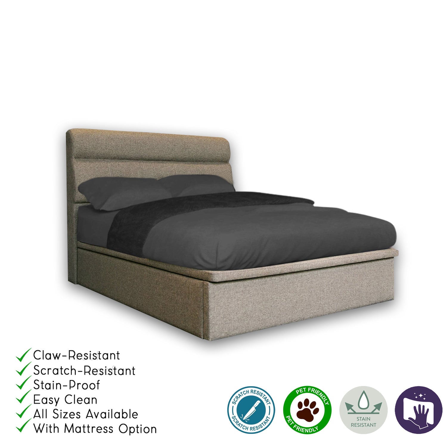 Diomire Macy 14"/16"/18" SBD Storage Bed Pet Friendly Scratch-Resistant Fabric 27 Colours - With Mattress Add-On