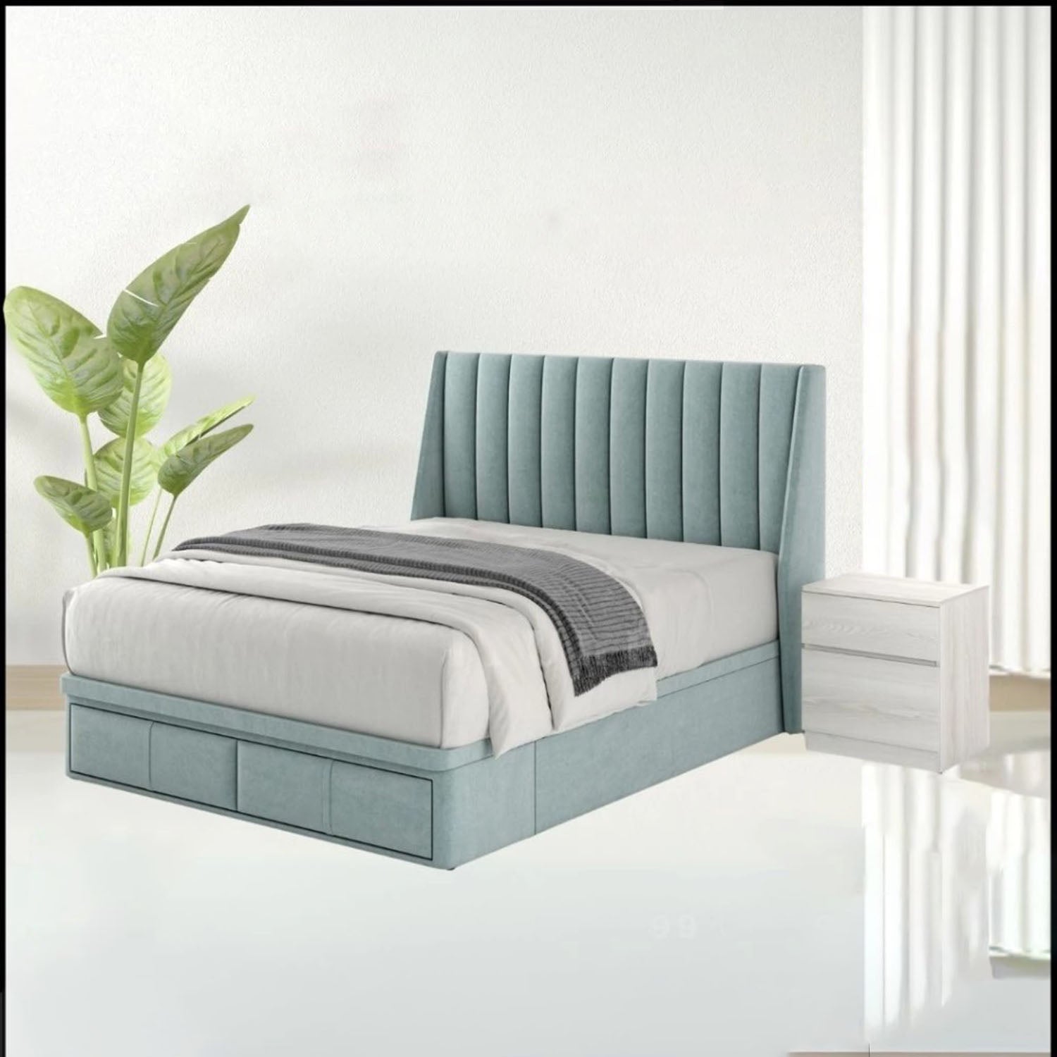 Cristin 12" Depth Storage Bedframe w/ Mattress PetFriendly Scratch-resist - All Sizes